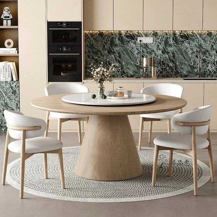 TAVORN Modern Round Solid Wood Dining Table