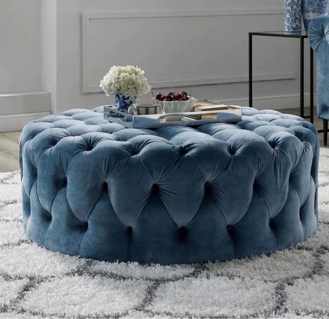 ILARIA Modern Velvet Round Ottoman
