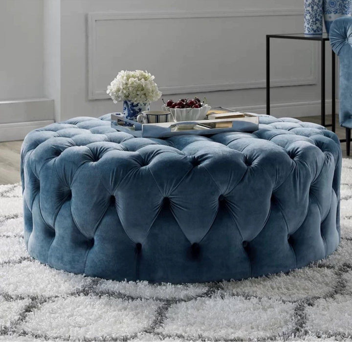 ILARIA Modern Velvet Round Ottoman