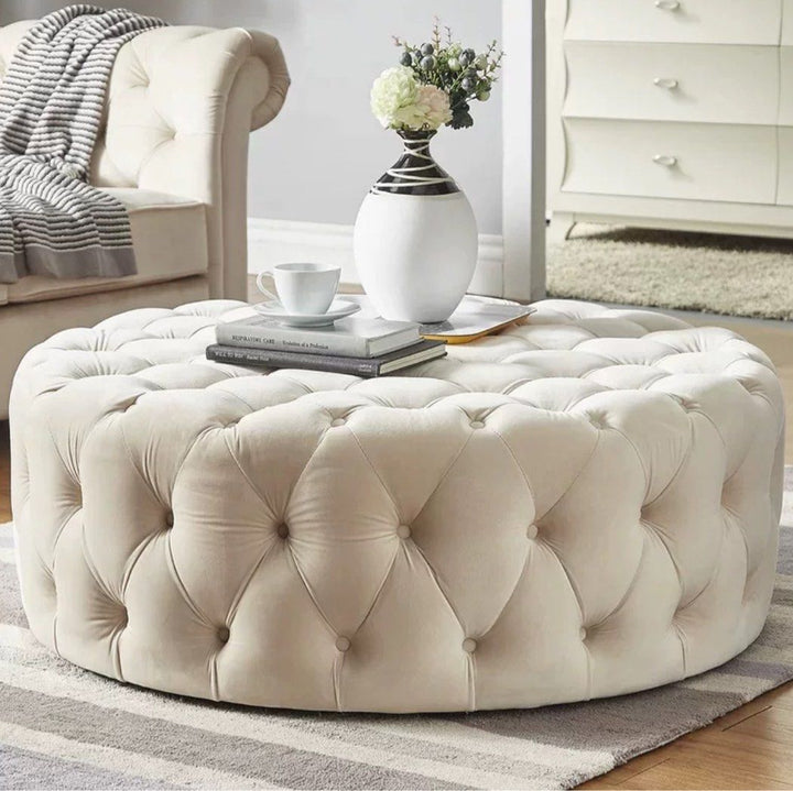 ILARIA Modern Velvet Round Ottoman