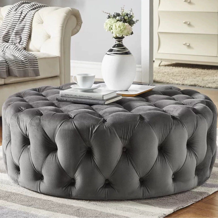 ILARIA Modern Velvet Round Ottoman