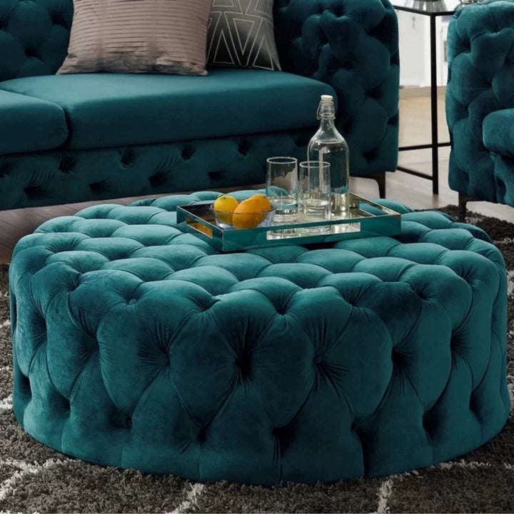 ILARIA Modern Velvet Round Ottoman