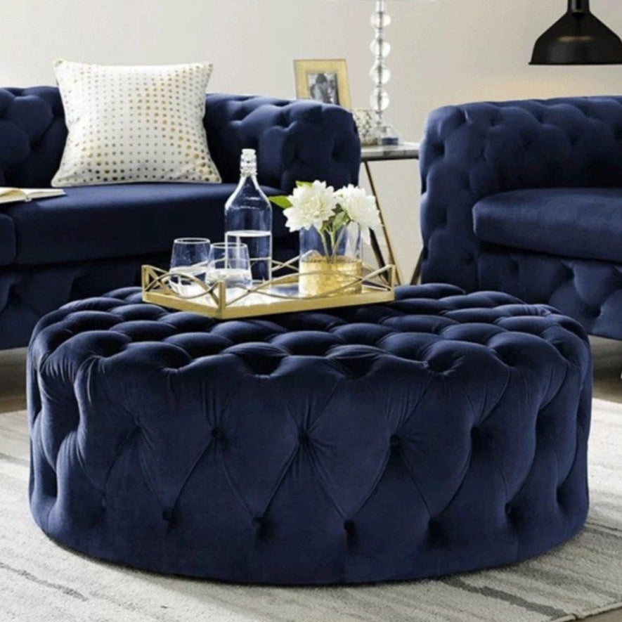 ILARIA Modern Velvet Round Ottoman
