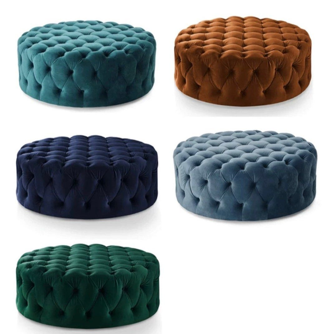 ILARIA Modern Velvet Round Ottoman