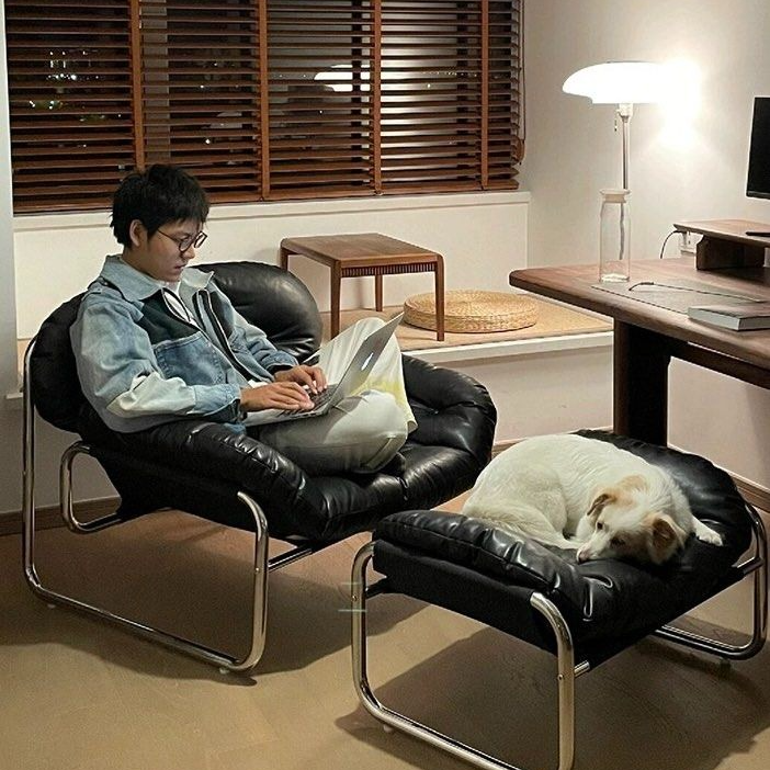 ZOE Modern Leather Lounge Chair & Ottoman