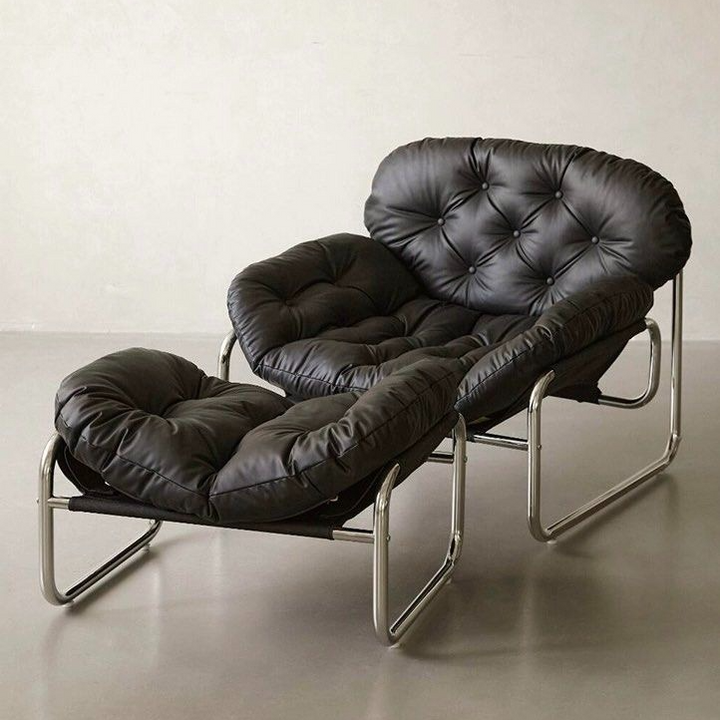ZOE Modern Leather Lounge Chair & Ottoman