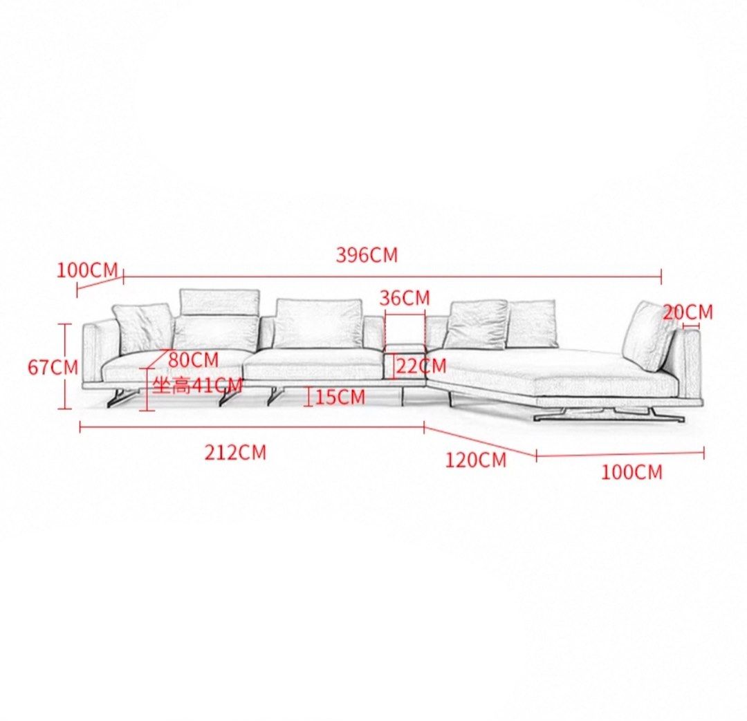 GEYOA Modern Curved Fabric Sofa
