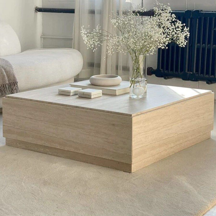 DUNHAM Modern Travertine Coffee Table