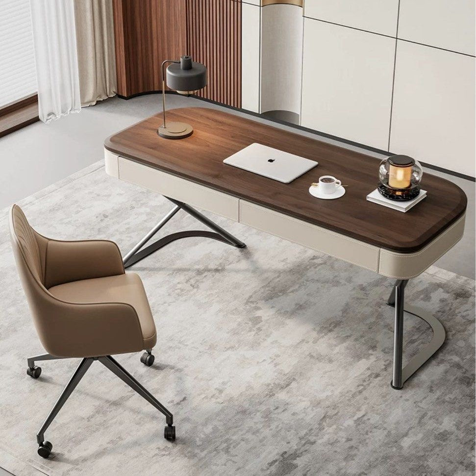 LEROY Modern Walnut Wood Study Desk