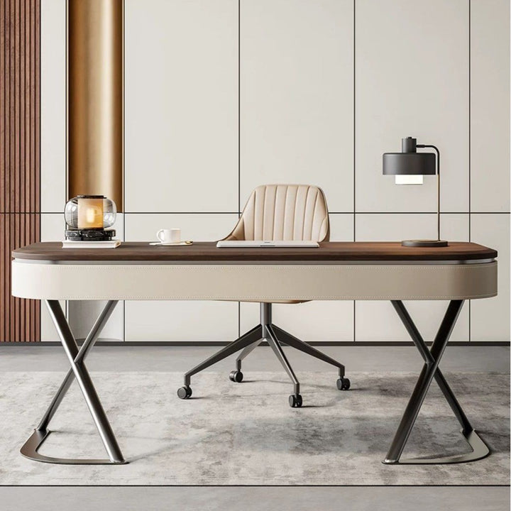 LEROY Modern Walnut Wood Study Desk