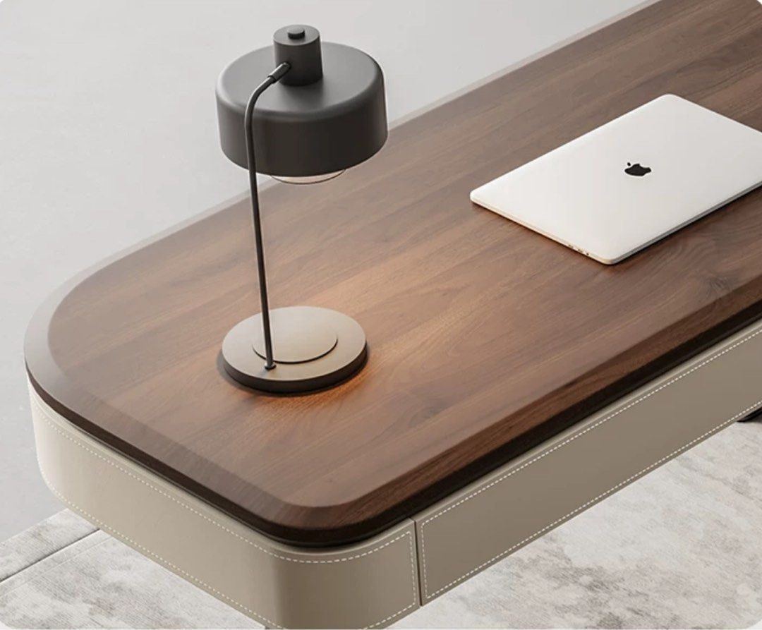 LEROY Modern Walnut Wood Study Desk