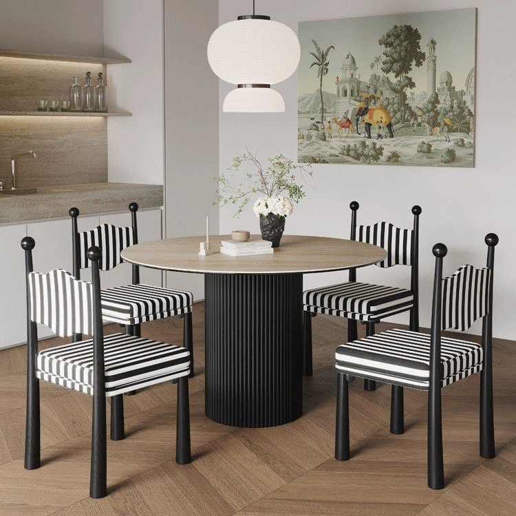 SEASONS Modern Travertine Round Dining Table