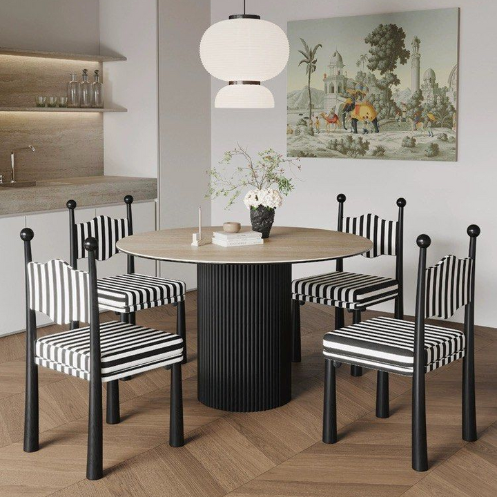 SEASONS Modern Travertine Round Dining Table