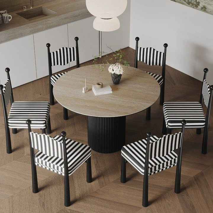 SEASONS Modern Travertine Round Dining Table