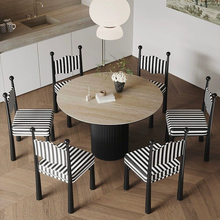SEASONS Modern Travertine Round Dining Table