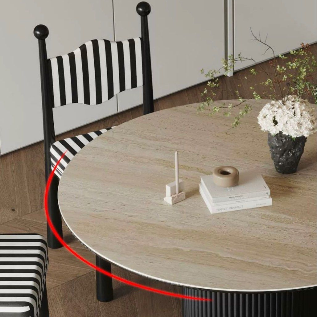 SEASONS Modern Travertine Round Dining Table