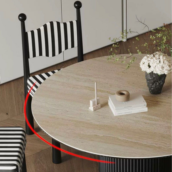 SEASONS Modern Travertine Round Dining Table