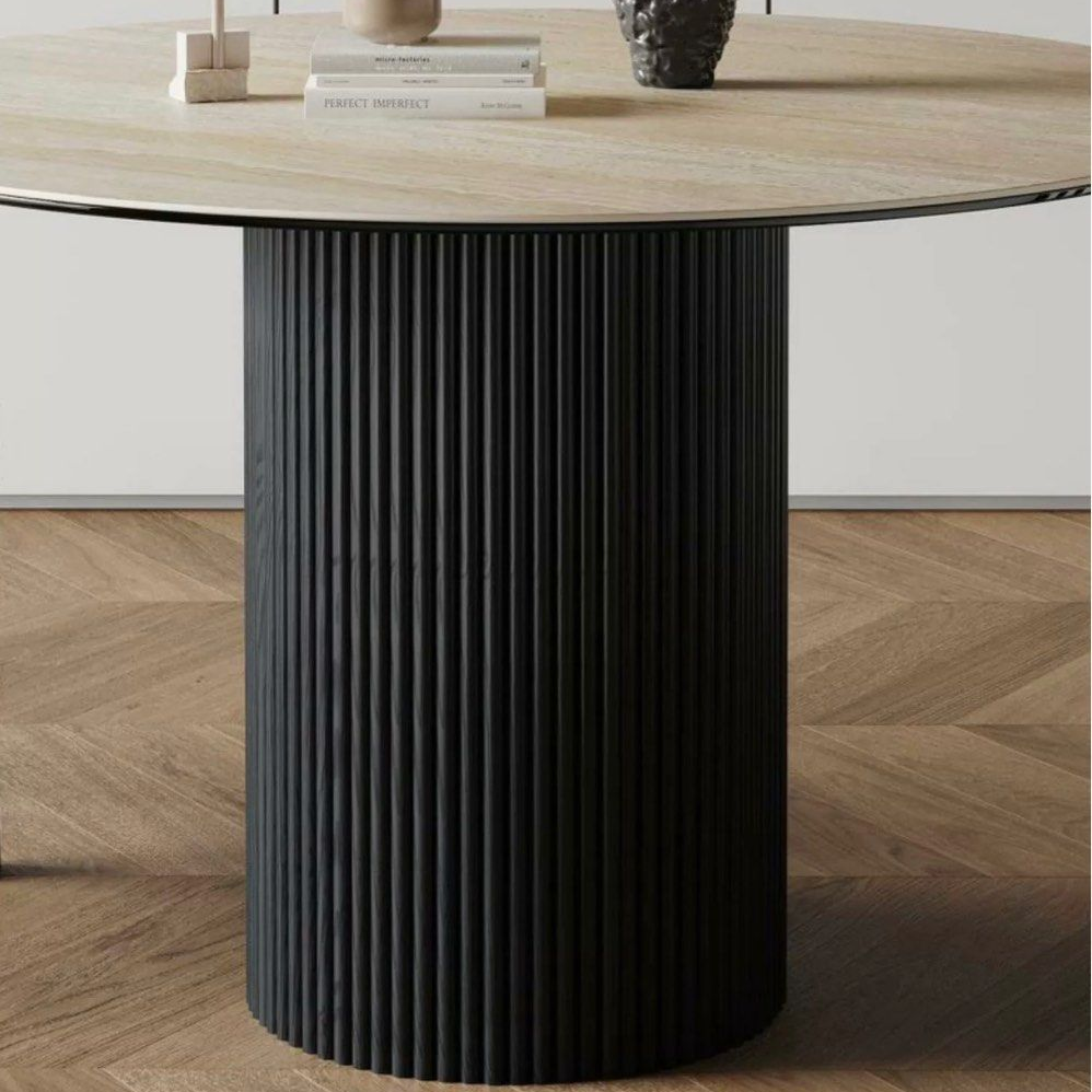 SEASONS Modern Travertine Round Dining Table