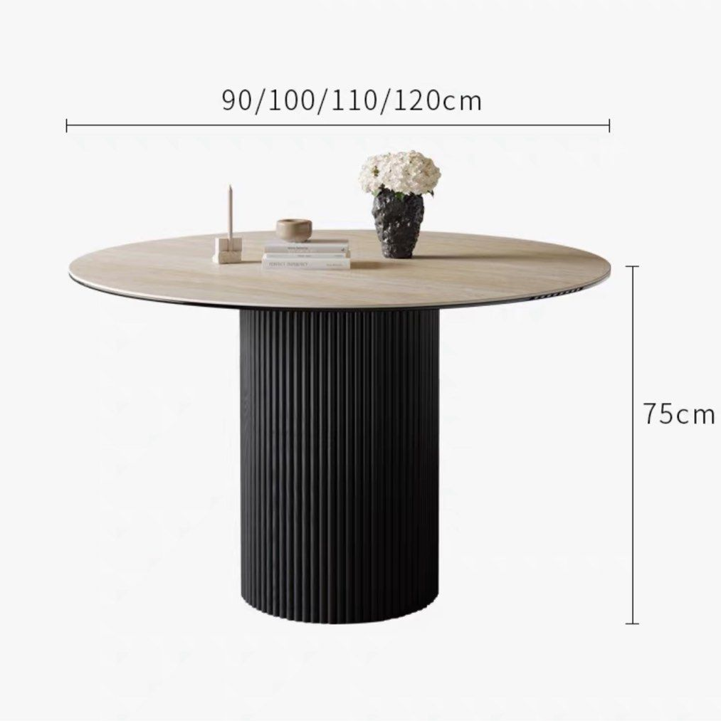 SEASONS Modern Travertine Round Dining Table