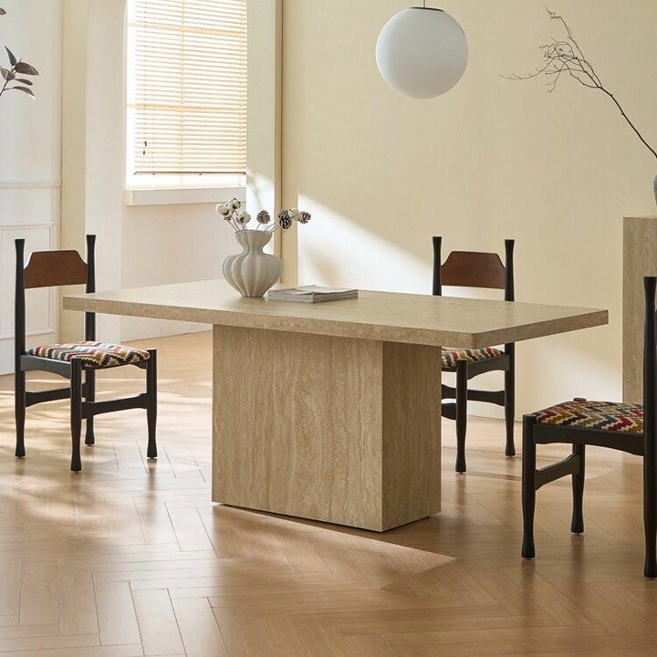GOHA Modern Travertine Storage Dining Table