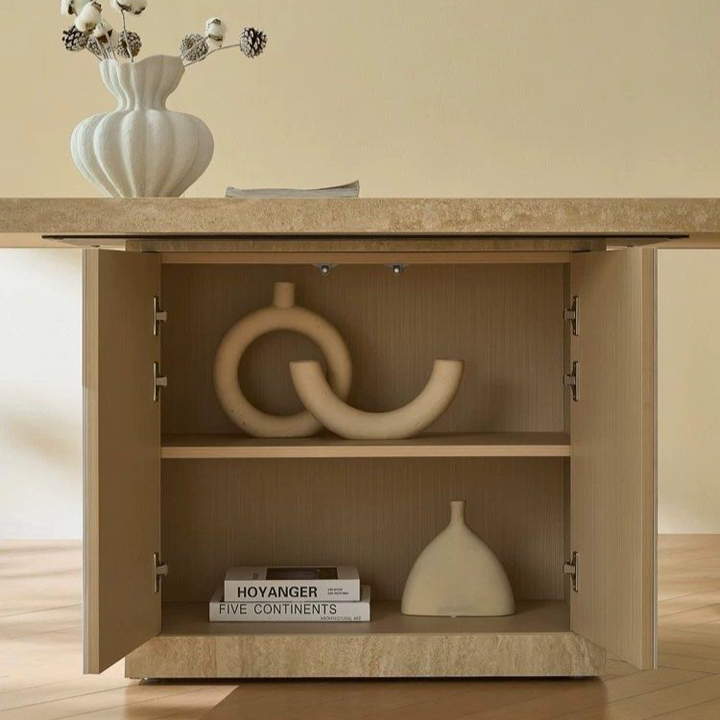 GOHA Modern Travertine Storage Dining Table