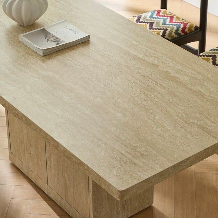 GOHA Modern Travertine Storage Dining Table