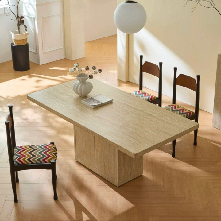 GOHA Modern Travertine Storage Dining Table