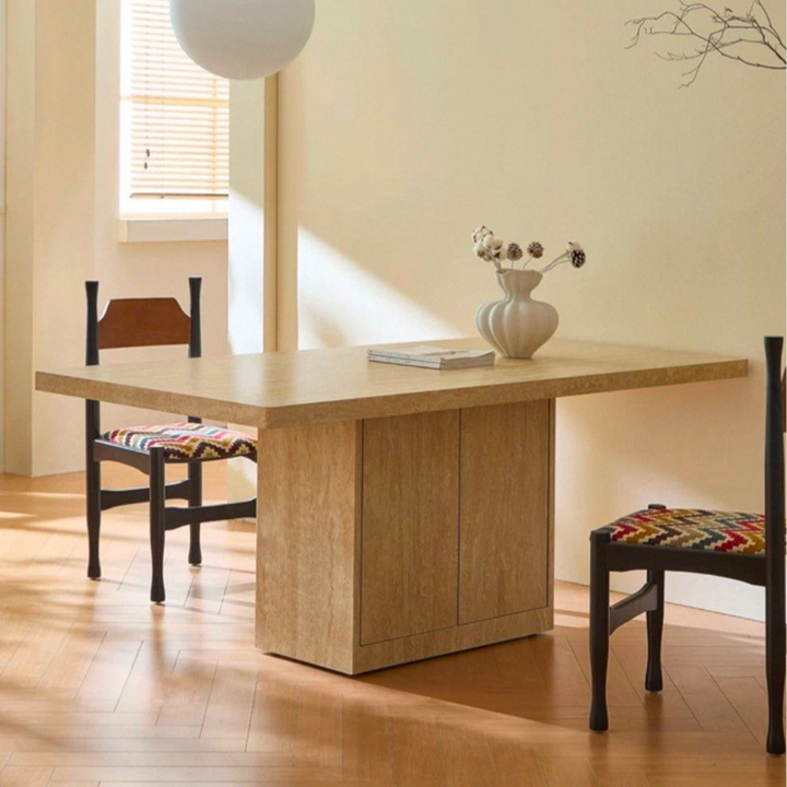 GOHA Modern Travertine Storage Dining Table