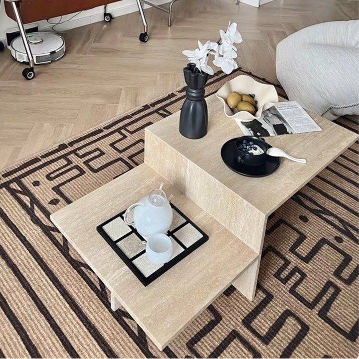HAILEY Modern Travertine Coffee Table
