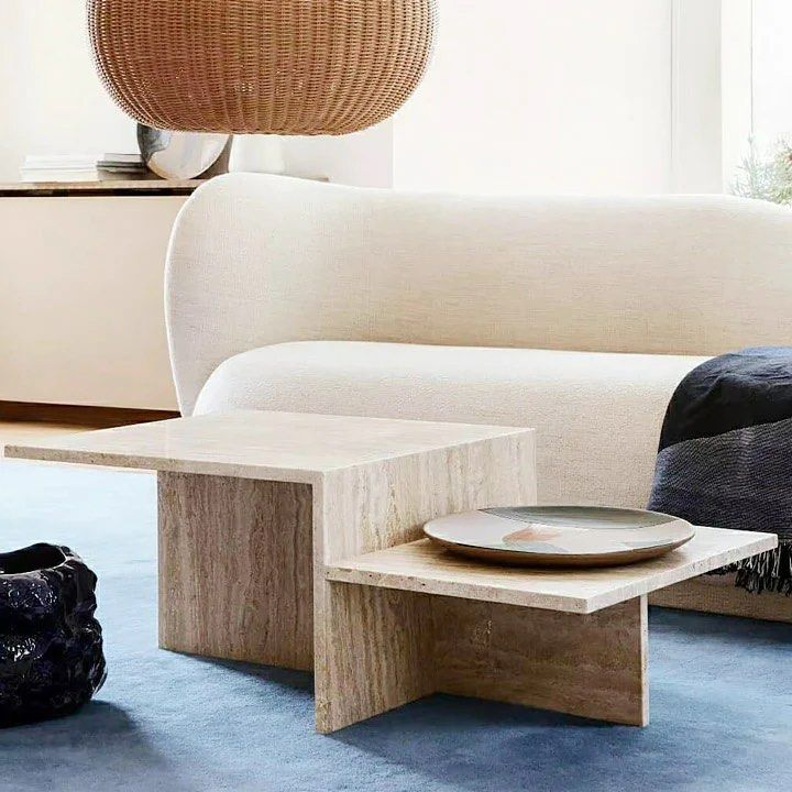 HAILEY Modern Travertine Coffee Table
