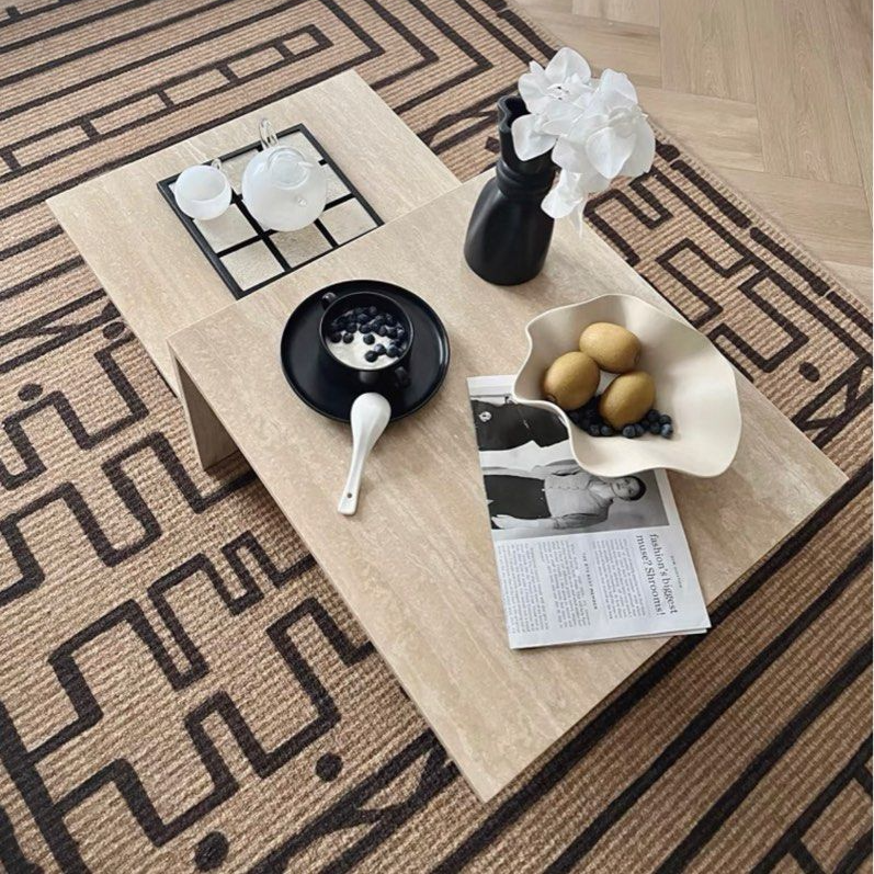 HAILEY Modern Travertine Coffee Table