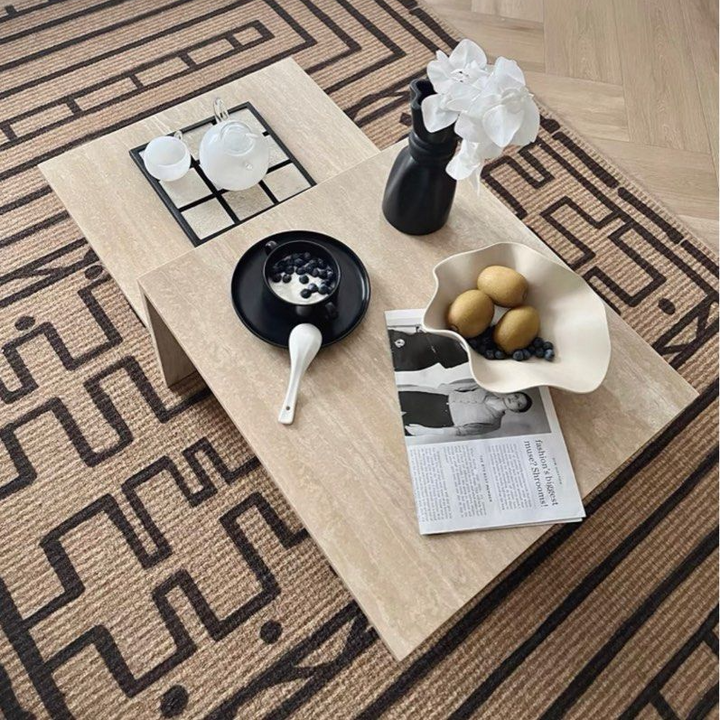 HAILEY Modern Travertine Coffee Table