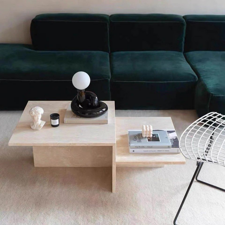HAILEY Modern Travertine Coffee Table