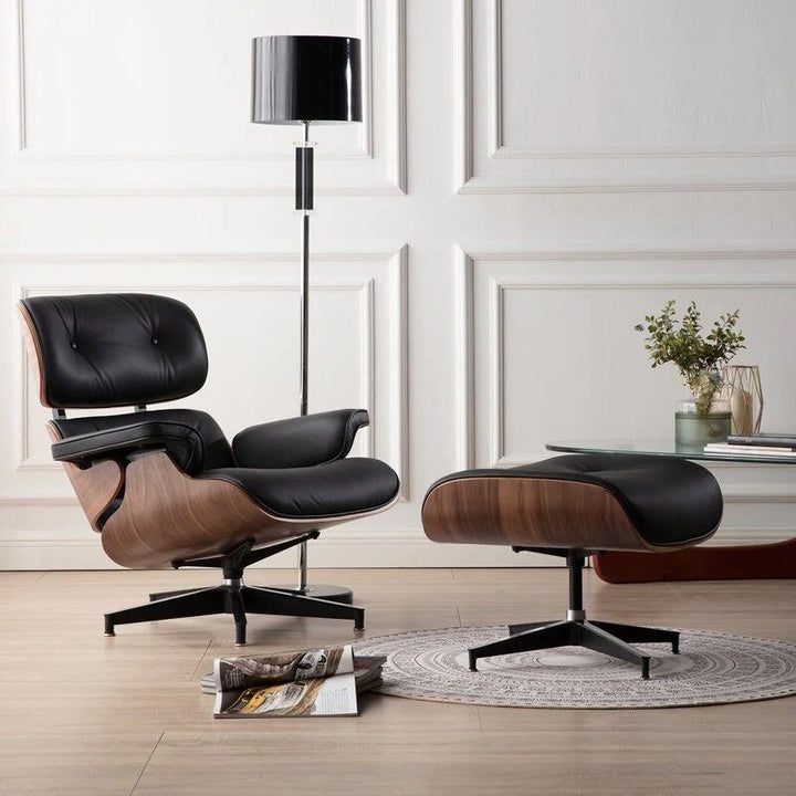 COLTON Leather Lounge Chair with Ottoman