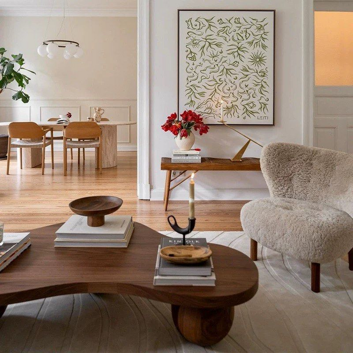 HADAS Modern Walnut Wood Coffee Table