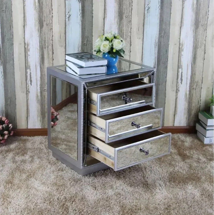HAEZL Mirrored Bedside Table