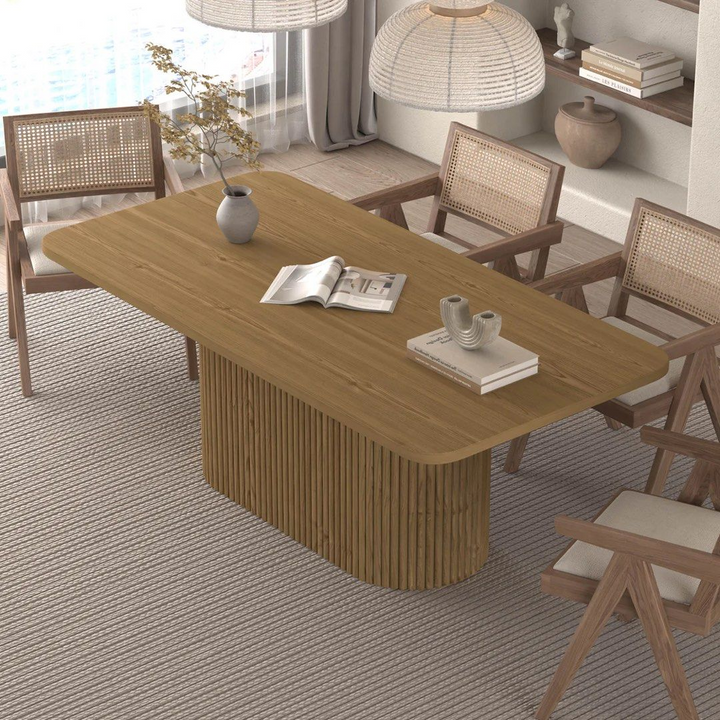 KILLIAN Modern Fluted Solid Wood Dining Table