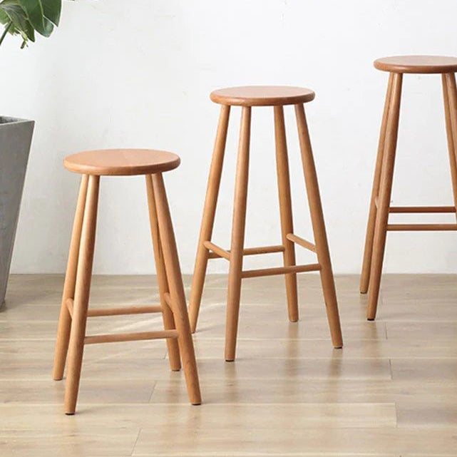 GEORGE Modern Round Solid Wood Barstool