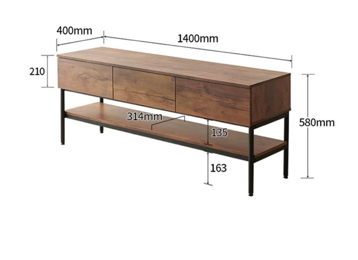 ZEM Industrial Solid Wood TV Console