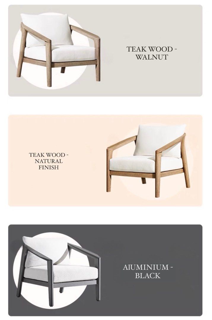 QUINA Modern Teak Wood Outdoor Sofa & Chairs