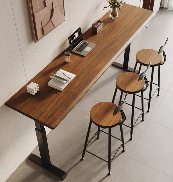 JAXON Industrial Solid Wood Adjustable Bar Table