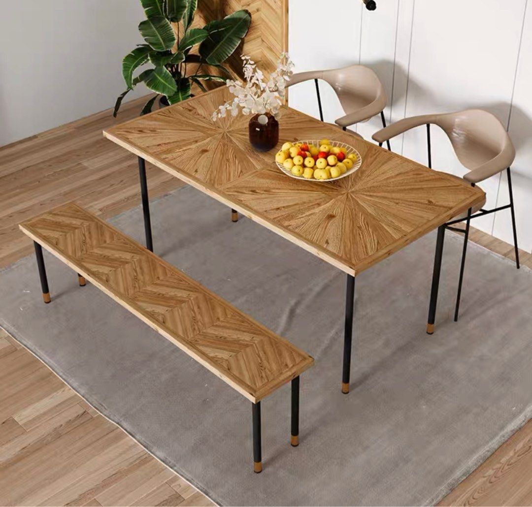 BOAZ Solid Pine Wood Dining Table / Bench