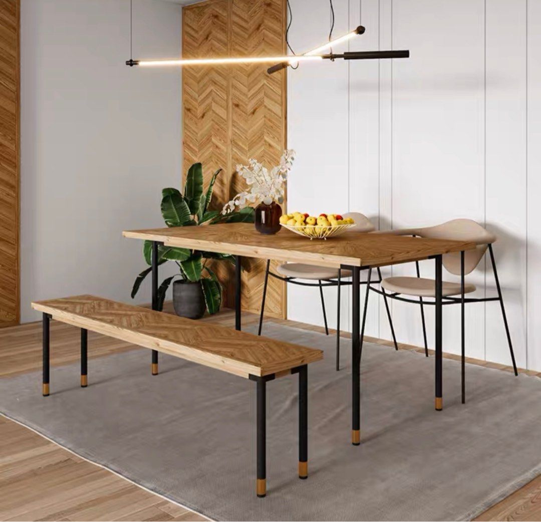 BOAZ Solid Pine Wood Dining Table / Bench
