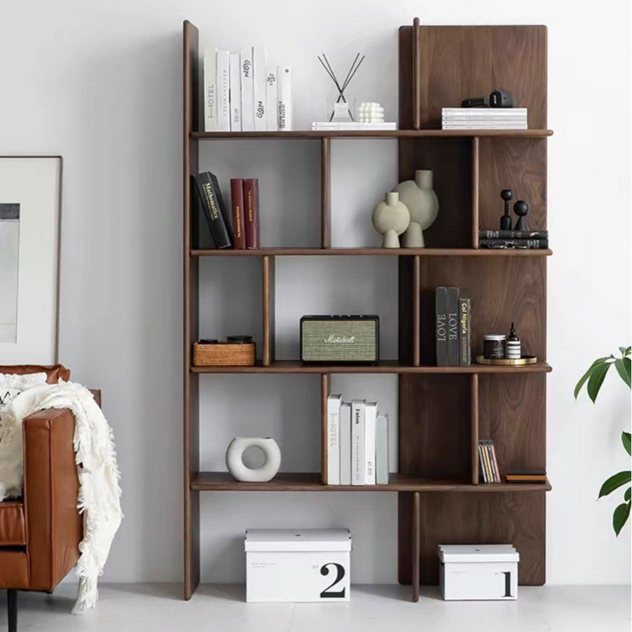 FRANCIELLE Modern Walnut Wood Display Shelf