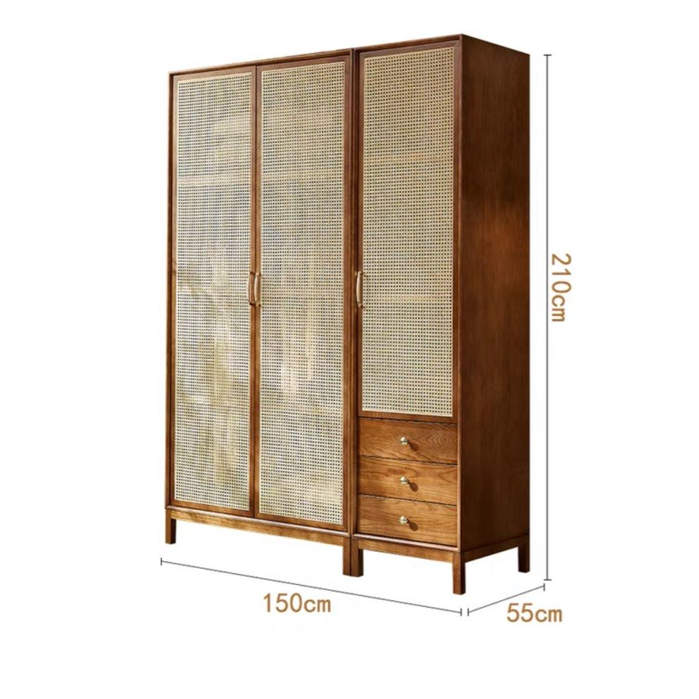 LUCIUS Rustic Rattan Wardrobe