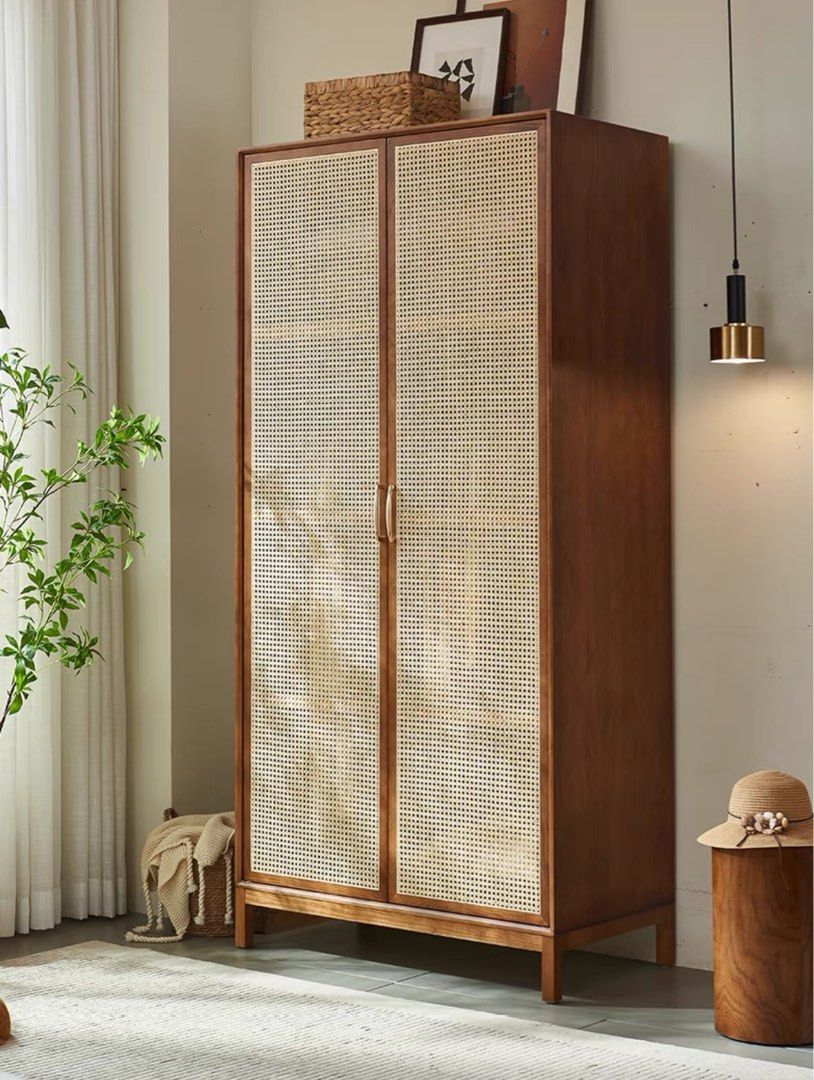 LUCIUS Rustic Rattan Wardrobe
