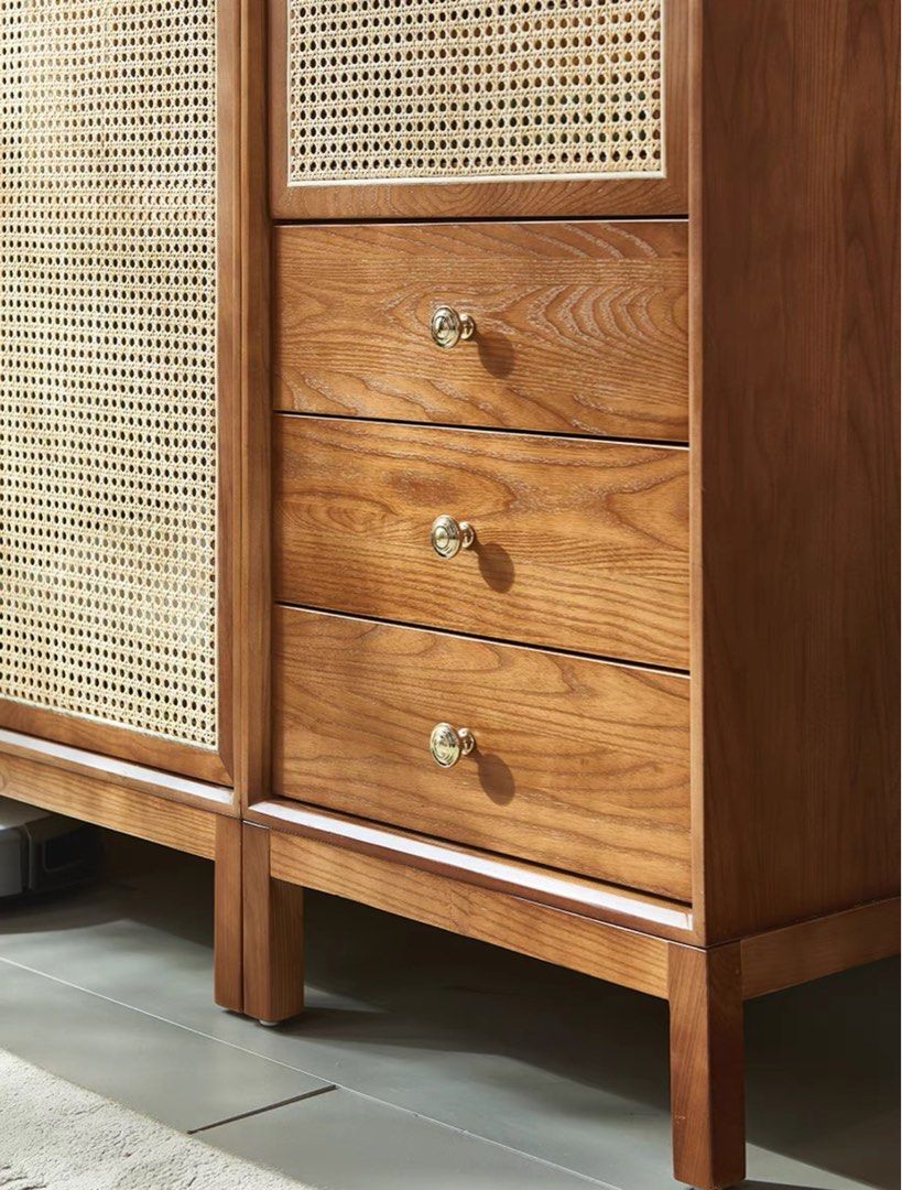 LUCIUS Rustic Rattan Wardrobe