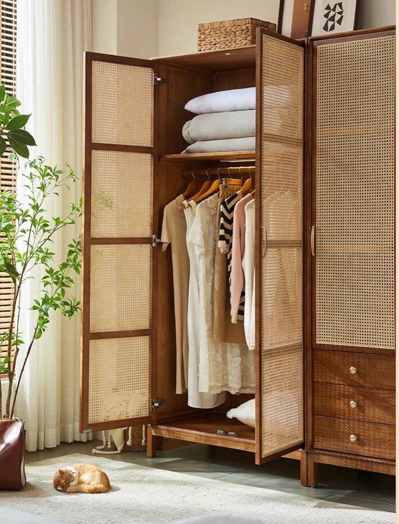 LUCIUS Rustic Rattan Wardrobe