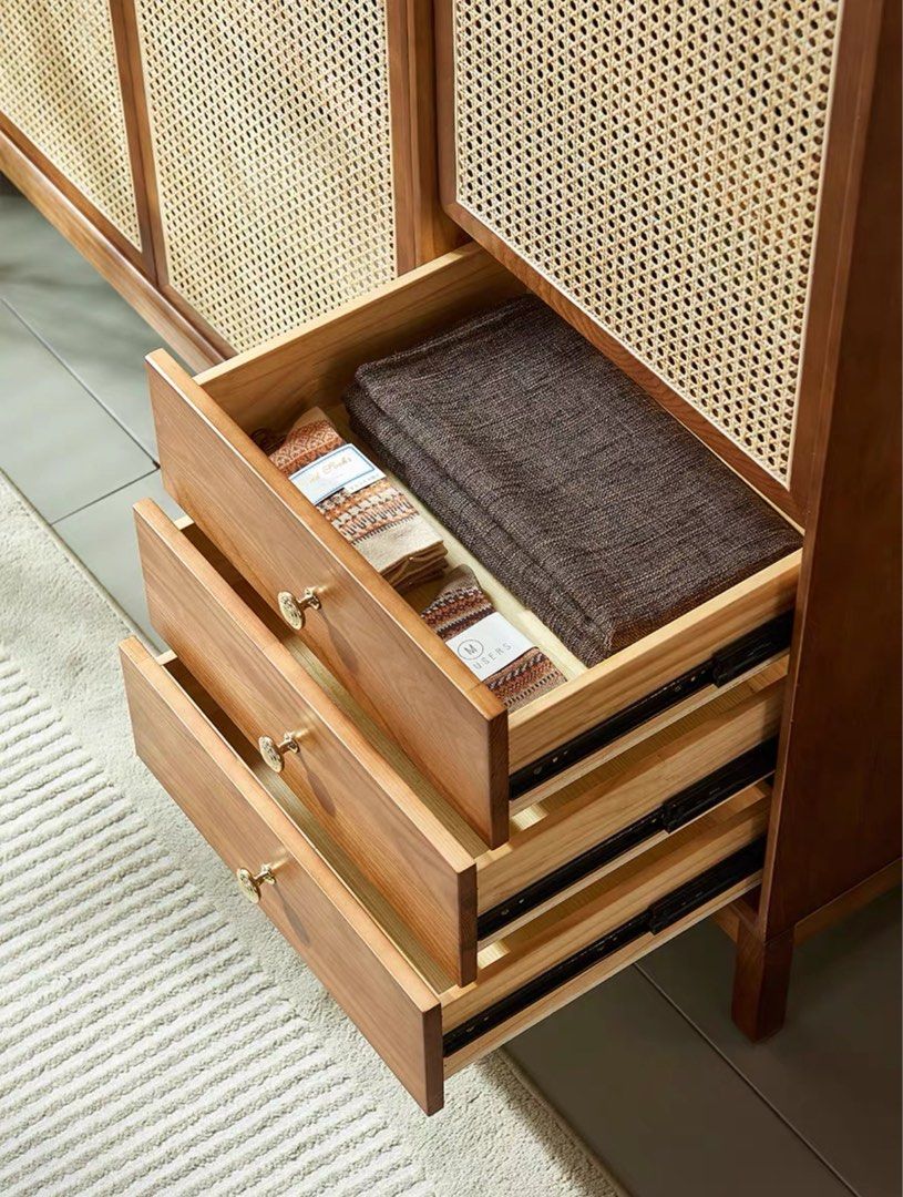LUCIUS Rustic Rattan Wardrobe