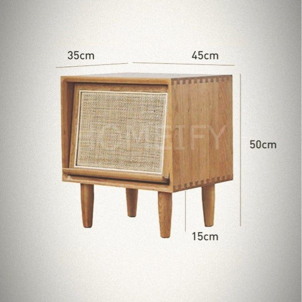 JALI Rattan Solid Wood Nightstand